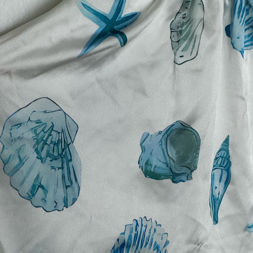 Mahina White and Blue Seashell Print Shorts - Picture 3 of 4